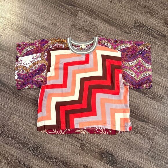 Anthropologie Tops - Tiny For Anthropologie ZigZag Patterned Short Sleeve Blouse